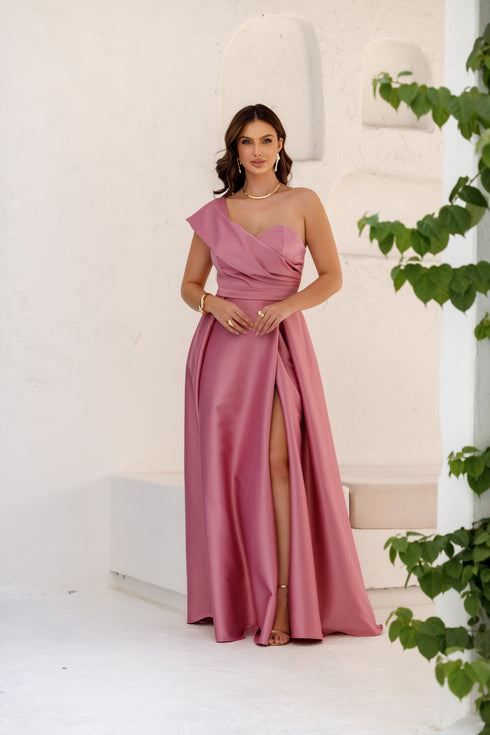 VESTIDO UM OMBRO SÓ RODADO VESTIDO DE FESTA PETRA FINA ROSE P